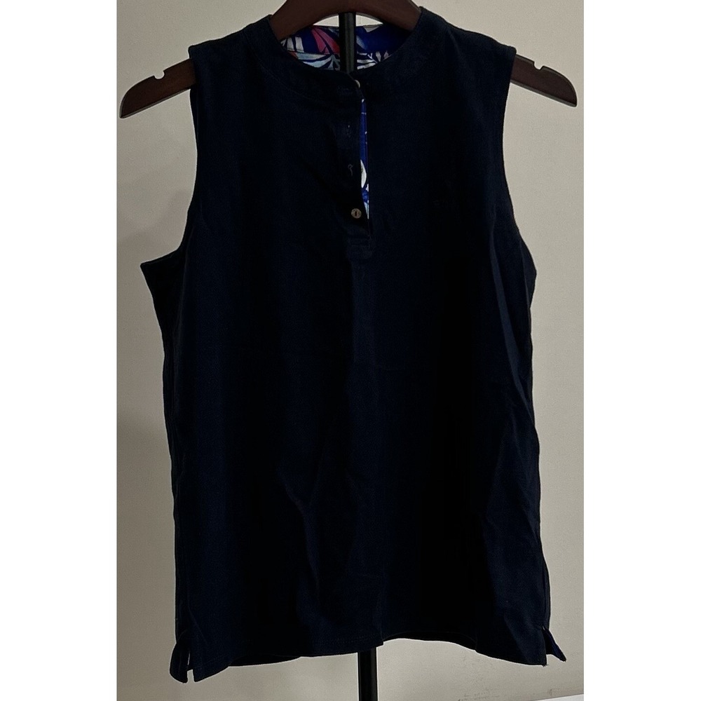 CARIBBEAN JOE Women's Top Sleeveless Small Blue Lightweight 100% Cotton NWT